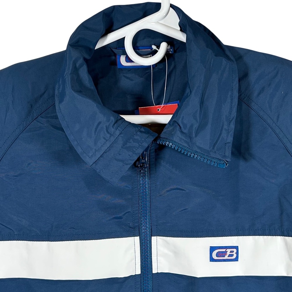 CB Sports Womens M Windbreaker Jacket Navy White EverShield Water Repellent New